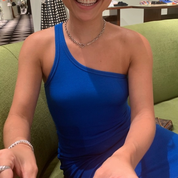 Zara Vibrant Blue One-Shoulder Dress - Picture 3 of 6